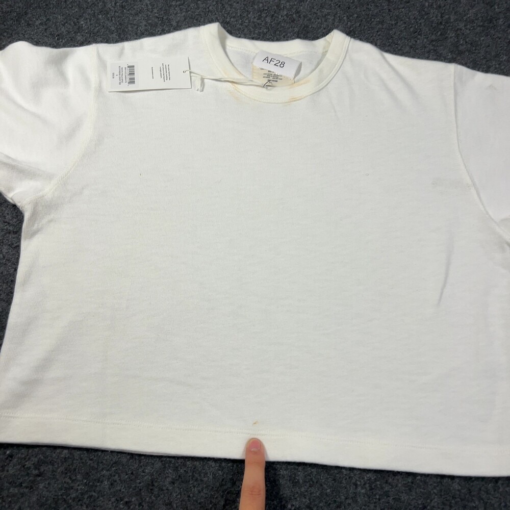 Buck Mason White Field-Spec Boyfriend Crop Tee Womens Sz Small NWI Msrp55 [AF28] - Picture 7 of 16
